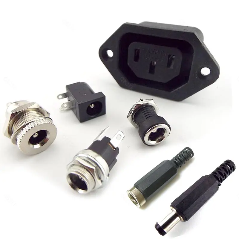 2pcs DC Power Supply Jack  Socket Electric Female PCB Panel Mount Connector Threaded 5.5 x 2.1mm  SGB2