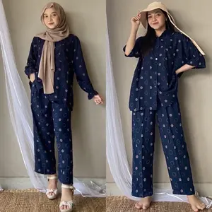 Setelan Wanita Rayon - Piyama Rayon Oversize | Pajamas Katun Rayon Katun Polka Dot Musim panas Baju Tidur Motif Harian