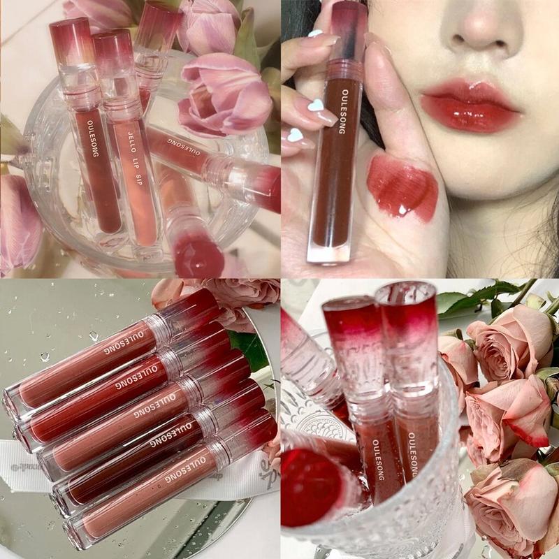 Son Bóng Dưỡng Ẩm Lâu Trôi OULESONG Son Kem Màu Màu Nude Nhạt Dưỡng Ẩm