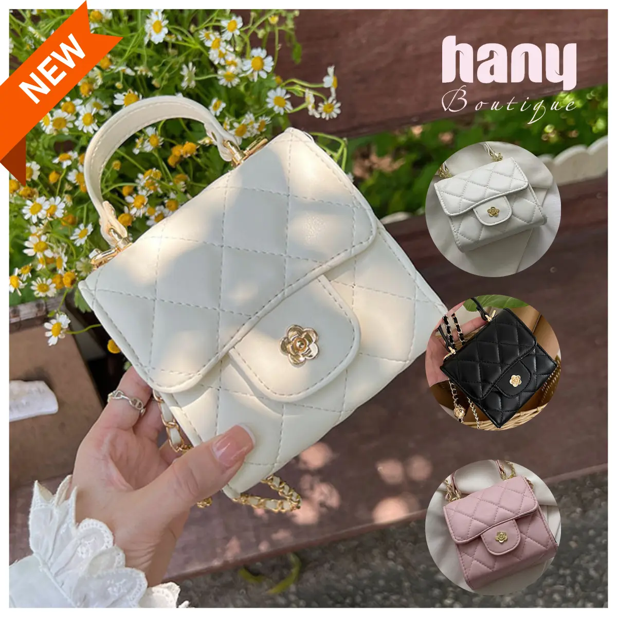 Túi Mini Đeo Chéo Khóa Bông Hoa Phong Cách Hàn Quốc Phối Đồ Siêu Xinh Bag Nữ