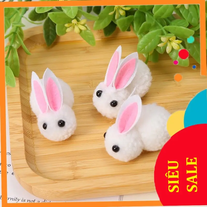 [Hàng sẵn hỏa tốc] [ ship hỏa tốc 2h] Gấu bông mini thỏ ngọc 5,5cm làm phụ kiện handmade, tóc 0