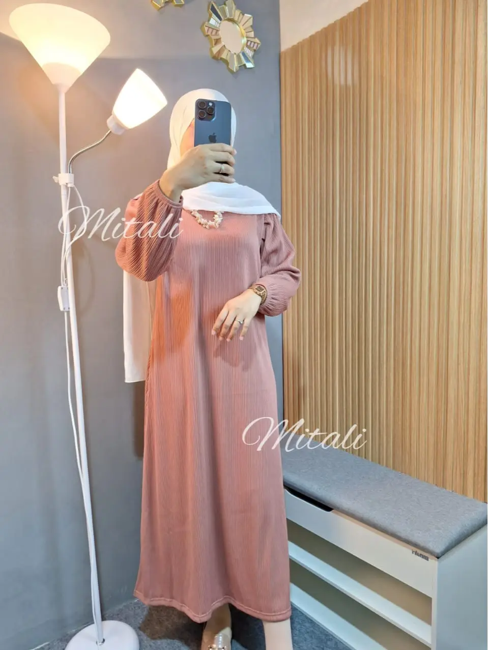 D - Gamis Soraya Rempel Tangan Knit Condru Muslim Wanita [READY KIRIM]
