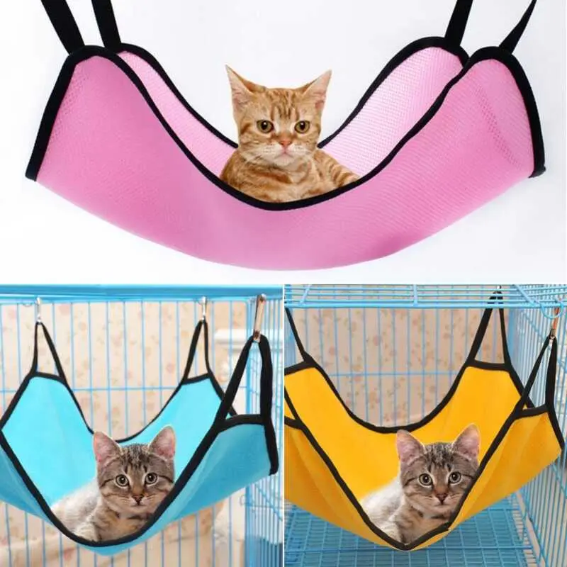 Cat Adjustable Straps Double Sided Pet Cage Hammock Hanging Bed Resting Sleepy Pad For Kittens Ferrets Puppies