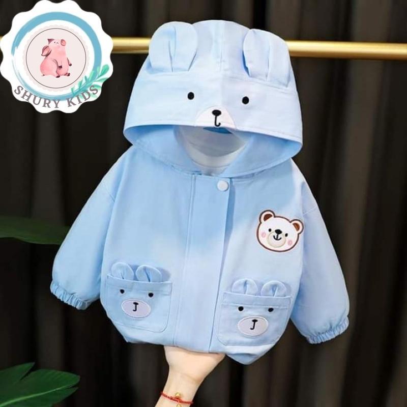 Áo khoác gió GẤU cho bé trai bé gái hàng đẹp 2 lớp lót nỉ áo khoác dễ thương có mũ cản gió cản bụi cho bé từ 5 -20kg SIÊU HOT a ogio treem