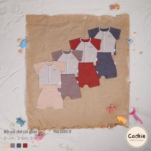Combo 2 Bộ Quần Áo Sơ Sinh Cookie Vai Dơi Cài Giữa Cho Bé Size Từ 0-9M Cotton quanao tresosinh