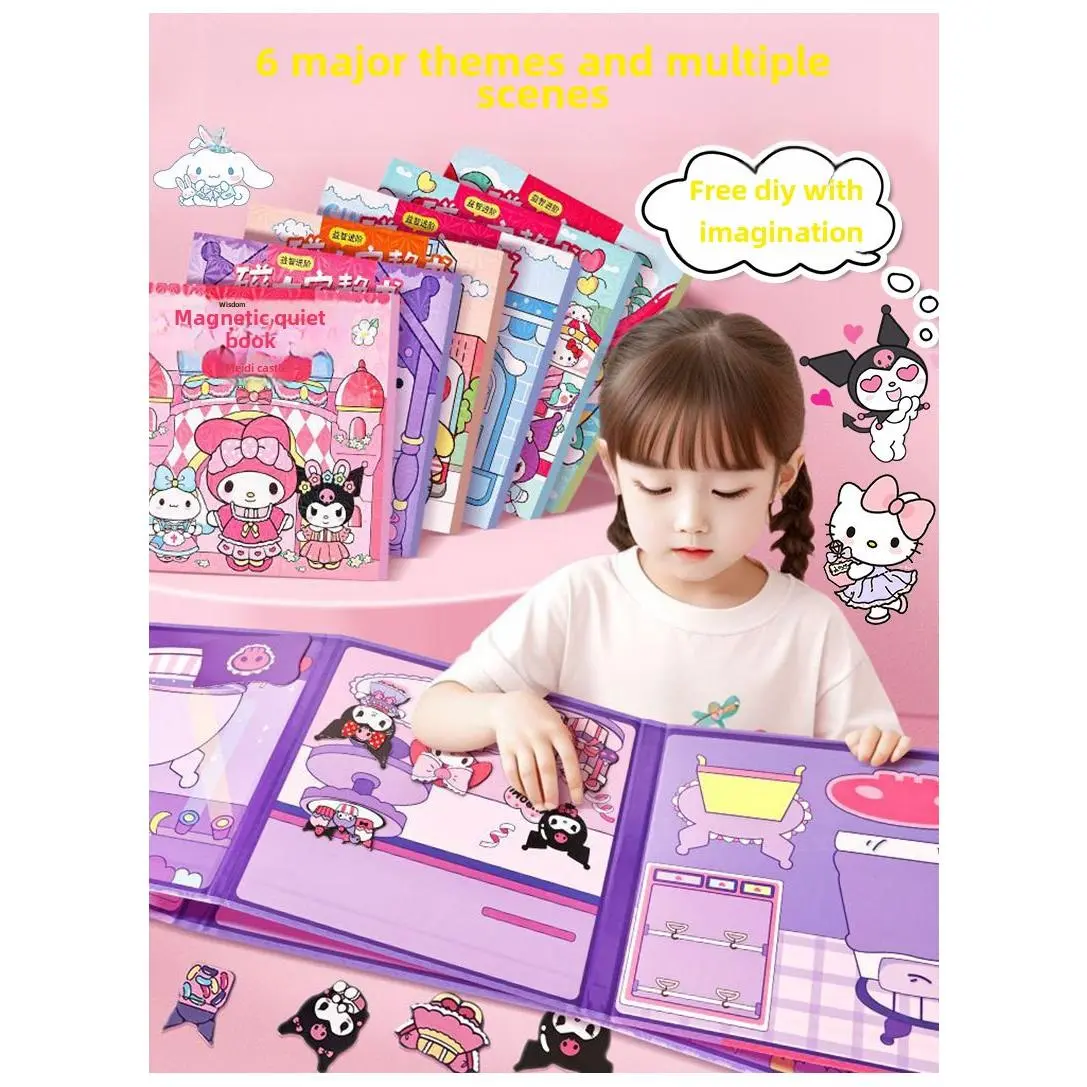 （10X10CM）Sanrio Magnetic Quiet Book Cut Free DIY cut Kuromi Melody children's educational toy