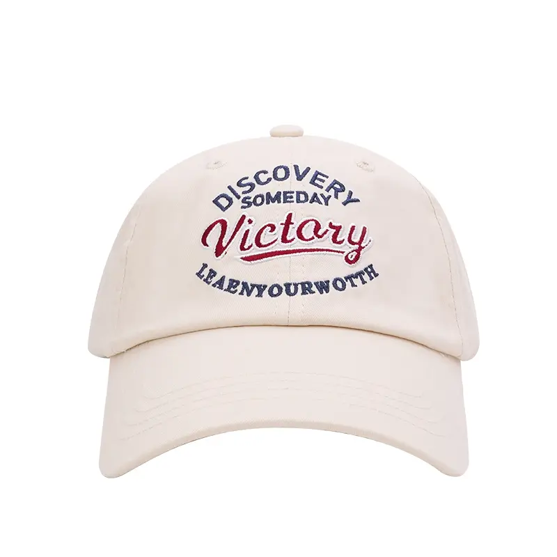 OHSOME Topi Baseball Teks Amerika Retro Putih Khaki Mostorhata 5