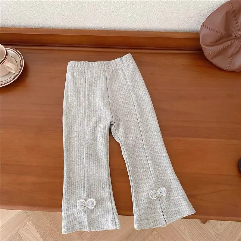 Quần Dài Ống Loe Cho Bé Gái, Quần Dài Dễ Phối Đồ Thời Trang, Có Nơ, Co Giãn, Quần Thường Ngày Thích Hợp Cho Trẻ Em, Thời Trang 4