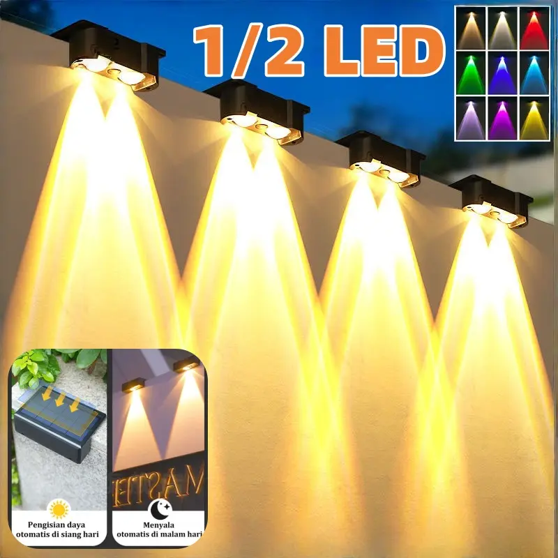 1/2 LED Lampu Tenaga Surya Lamp/ Hias Taman Tangga Sudut /Outdoor Solar Sensor Light/ LED Lampu Hemat Energi/LED Pintar Modern Tahan Air Di Luar Ruangan Lampu matahari