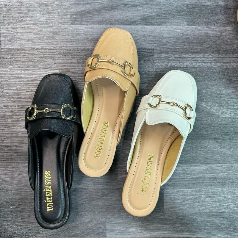 TUYETKIEUSTORE Sục 3 phân dây xích sang chuẩn size da mềm êm Nữ Shoes Women DéP Jean