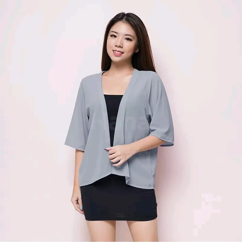 Hana Outer Fashion Atasan Cardigan Wanita Polos Terbaru Lucia Basic Baju Model Korea Sytle Panjang Pita Oversize Top Blazer Casual Hanya Boleh Dicuci Dengan Tangan Yellow Kimono 2