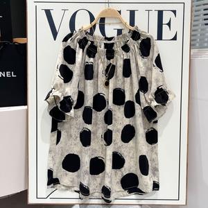 เสื้อไหล่เดียว มาใหม่ สไตล์ลำลองและหลวม พิมพ์ลาย อเนกประสงค์ แขนสั้น เสื้อมีสไตล์