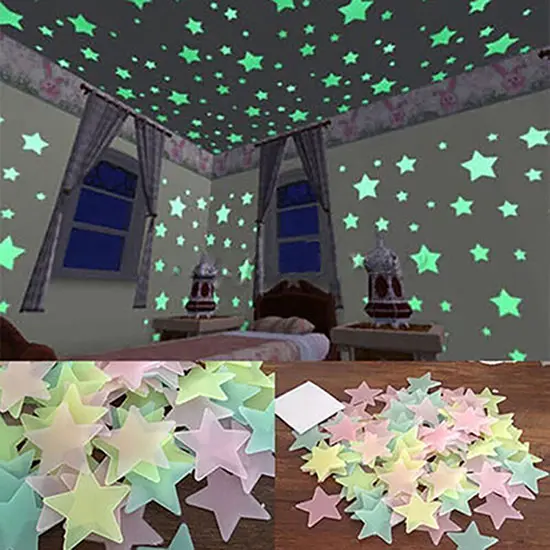 Miếng Dán Tường Hình Ngôi Sao, 40 / 100 Miếng, Hiệu Ứng 3D, Họa Tiết Sống Động, Trang Trí Nền, Đề Can Dán Tường