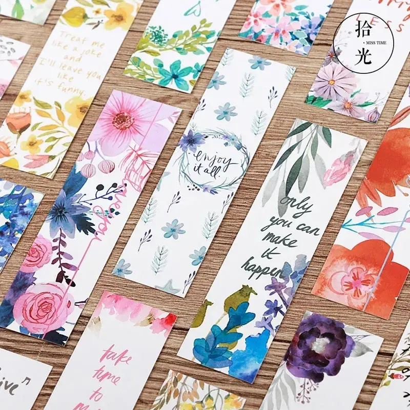 30 pcs/set Fashion Flowers Message Cards Book Notes Page Holder W006 Creative School Stationery Student Paper Bookmark