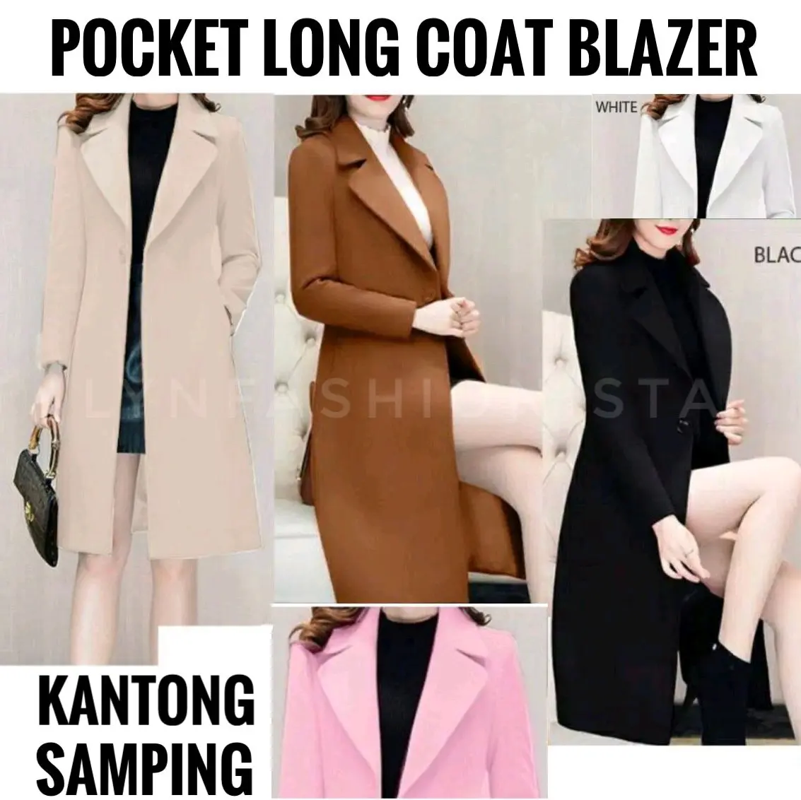 BLAZER PANJANG FORMAL WANITA KANTONG TANPA FURING