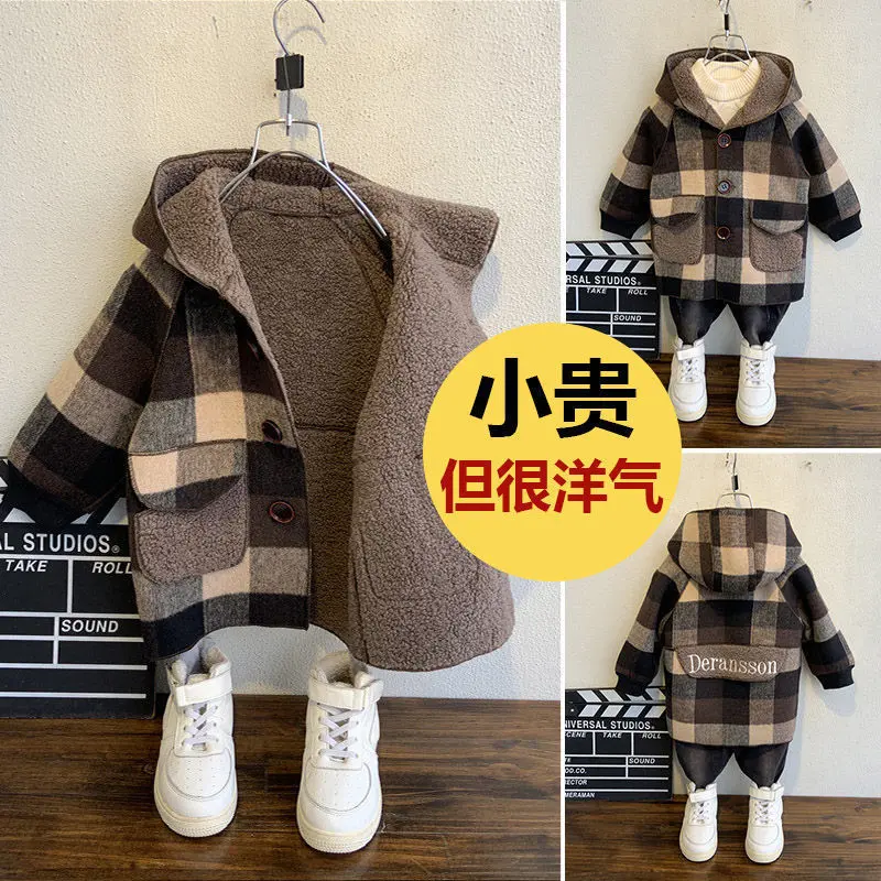 Thời Trang Và Thường Ngày, Dành Cho Bé Trai Và Bé Gái, Phong Cách Phương Tây, Áo Khoác Len Ấm Áp, Thích Hợp Cho Mùa Đông, Lót Lông Cừu, Dày Dặn, Dài Trung Bình Chất Liệu Cashmere, Quần Áo Trẻ Em Mới, Áo Dễ Phối Đồ