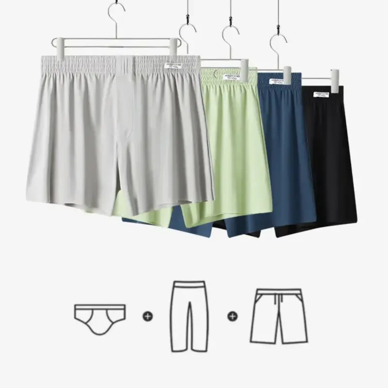 Men's Underwear Summer Cool Ice Silk Breathable Loose Underwear Sleepwear Home Pants Solid Color 4037-AL