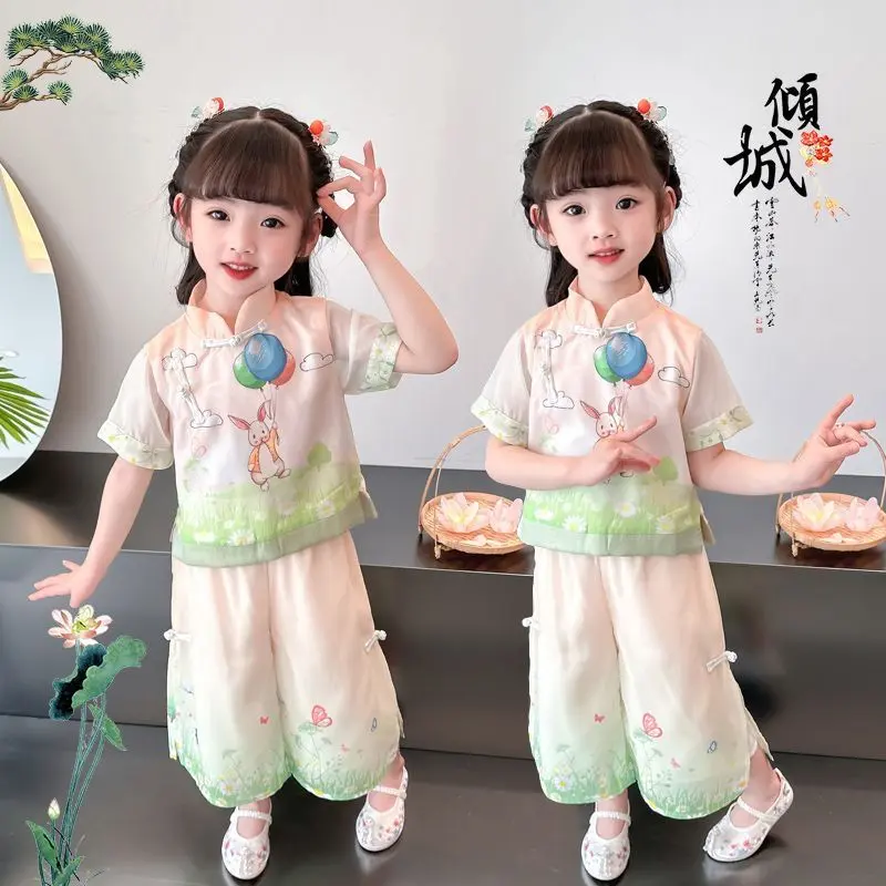 Quần Áo Biểu Diễn Phong Cách Trung Quốc, Cho Trẻ Em, Hanfu, Quần Áo Mùa Hè Cho Bé Gái, Phong Cách Cổ Trang, Bộ Đồ Đường Vụn Cho Bé, Bộ Đồ Trang Phục Trung Quốc Mẫu Giáo