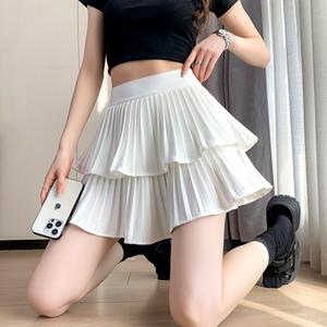 Summer New Japanese Style Sweet Slim Pleated Ruffle Skirt Women Solid Color High Waist Cake Skirt A-line Ballet Puff Shorts Women