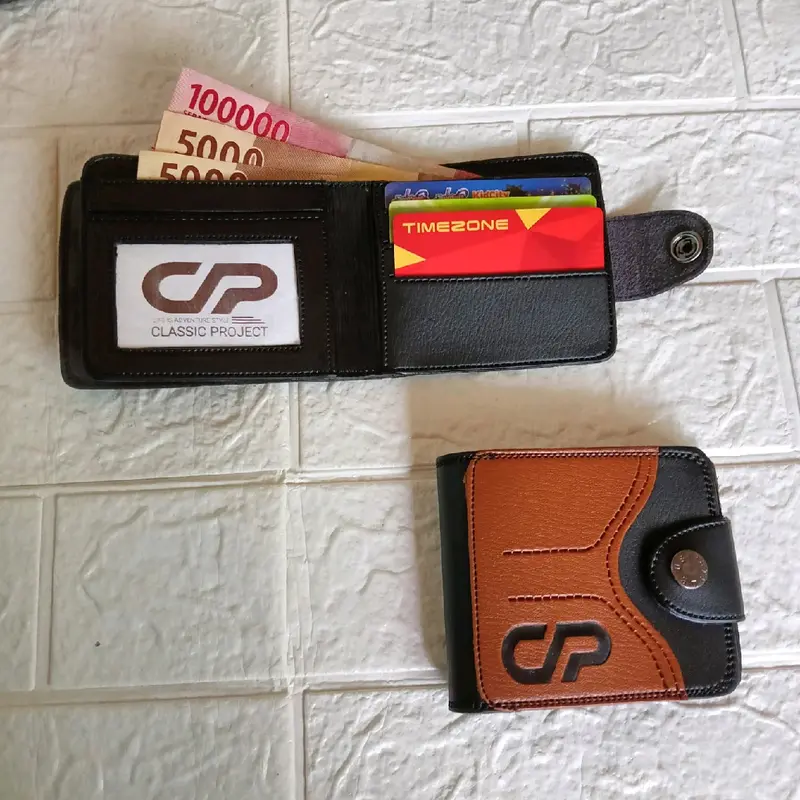 Dompet Pendek Pria Wanita Kulit Sintetis Premium Classic Project Variasi Kulit PU Polos Setrip Cowok 3