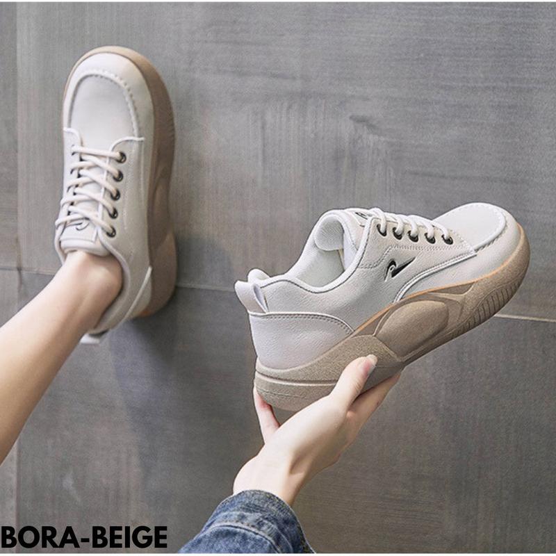 Sepatu Wanita Moderen Cantik Sneakers Viral Comfy Ootd Fashion Bahan Pu  Bora 4