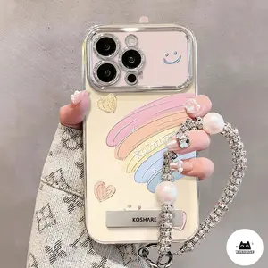 Case HP Untuk OPPO A15 A60 A77 A16 A18 A58 A54S A57 A7 A95 A5 A5S A53 A54 A95 A17 A3X A7 A38 A15S A74 A3S A17K A1K A55 A12 A74 A35 A3 A16K A76 A16S A79 A78 Reno 4F Gelang Mutiara Mewah Hati Cinta Pelangi yang Indah Soft Cover