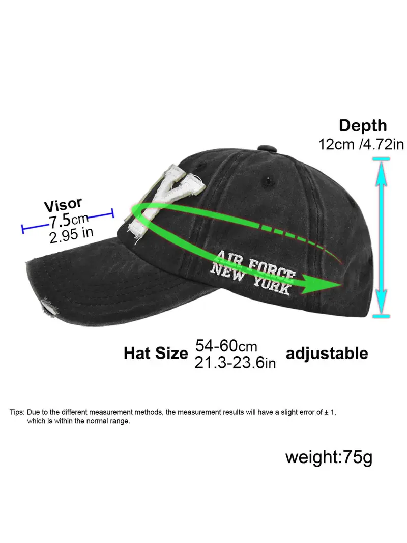Product Introduction of Unisex Retro Distressed Embroidered Baseball Cap, Fashionable 3D Lettering Casual Style Duckbill Hat, for Hiking and Cycling, for Men and Women 1