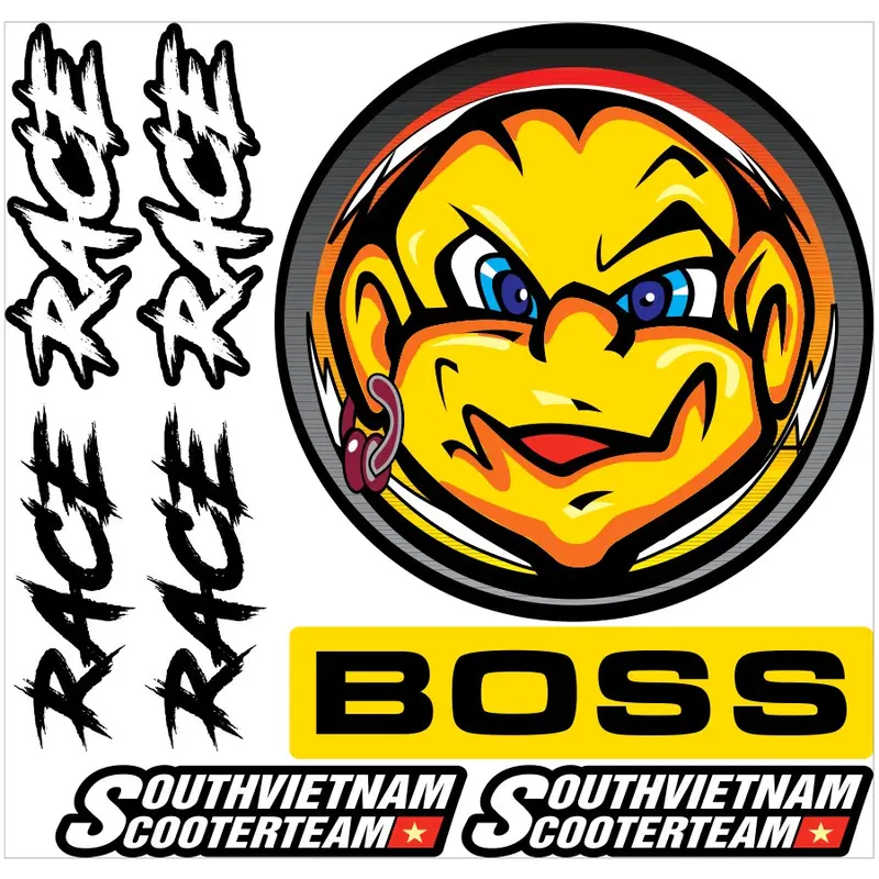 Decal Sticker Tem Race Boss Dán Gầm Xe South Vietnam Trang Trí 3 Lớp - Nhãn Dán 0
