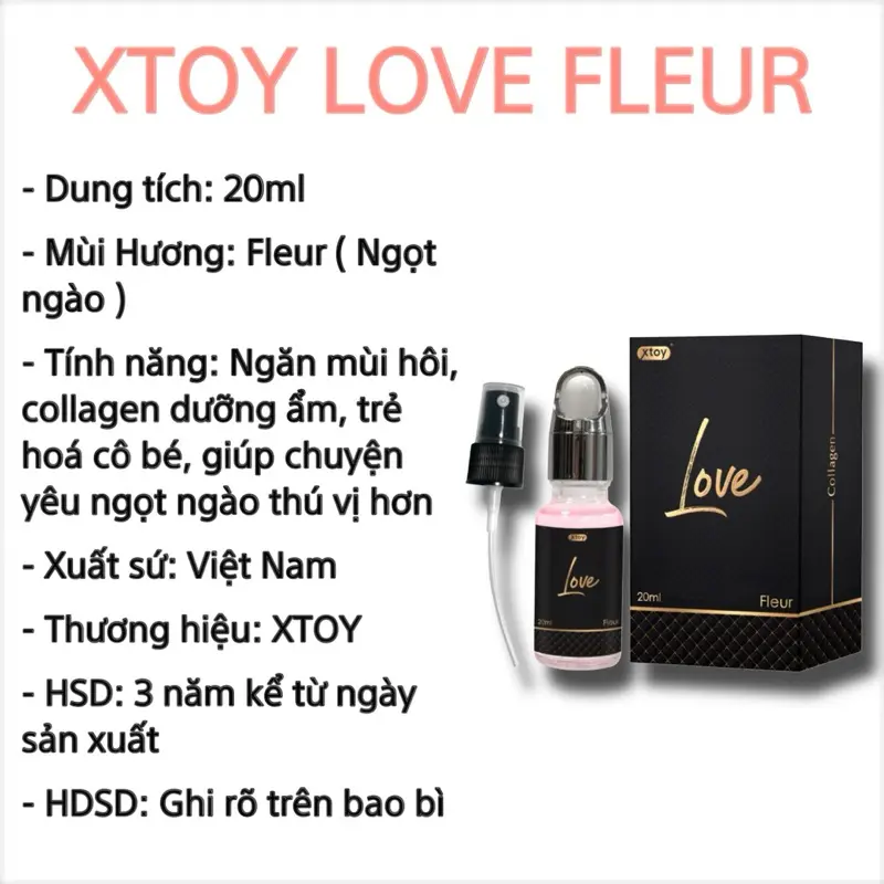 Nước hoa cô bé XTOY LOVE Fleur, lưu hương lâu, chứa collagen dưỡng ẩm, hồng hào SK - Lọ 20ml 1