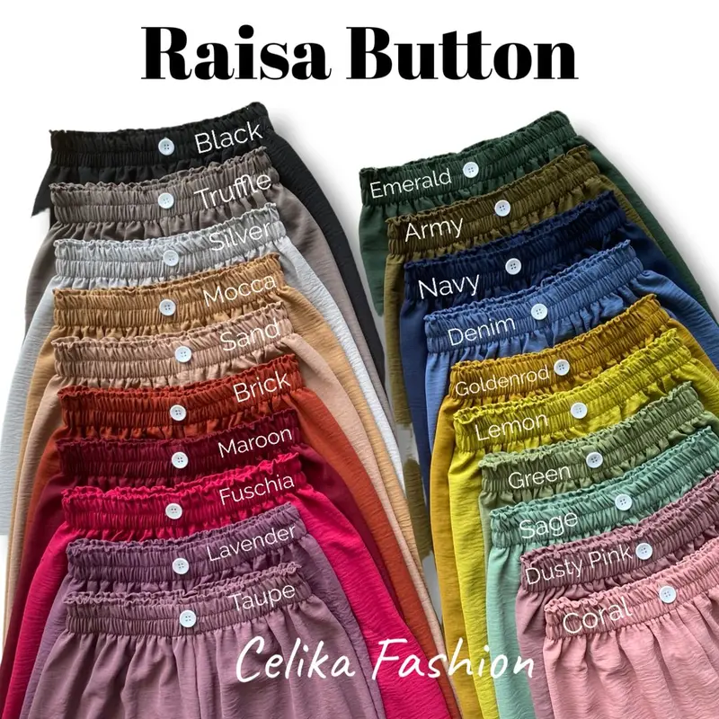 CELIKA || RAISA Celana Kulot Wanita Airflow Krinkel Premium | Celana Kulot Raisa Button | Celana Kulot Polos Premium 1