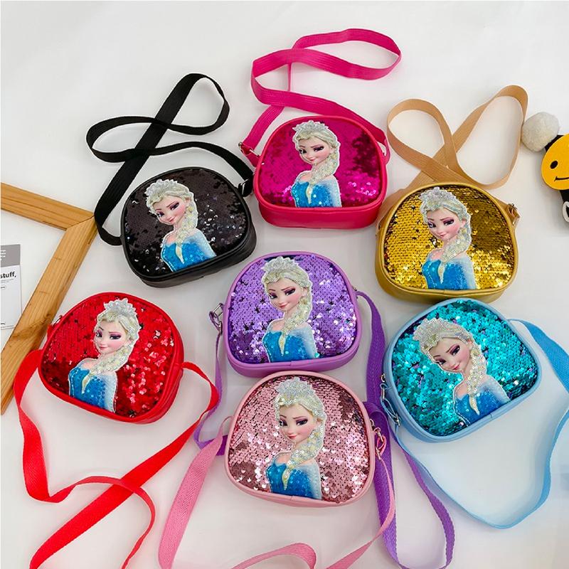 Túi Đeo Chéo Hình Công Chúa Elsa Đính Kim Sa Đáng Yêu Cho Bé - Túi Diện Tết, Túi Đi Chơi