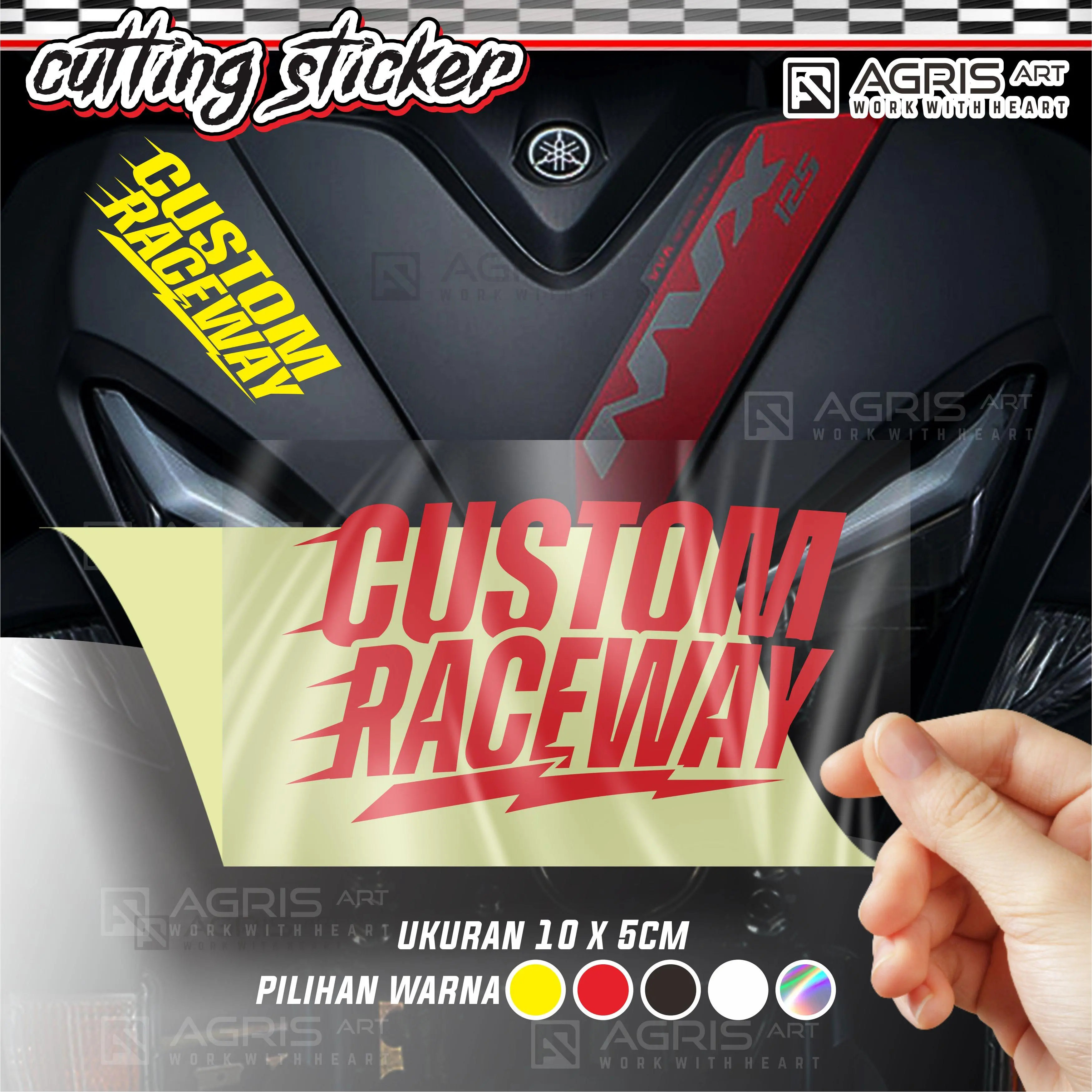 custom cutting sticker stiker raceway custom raceway bukan printing anti luntur
