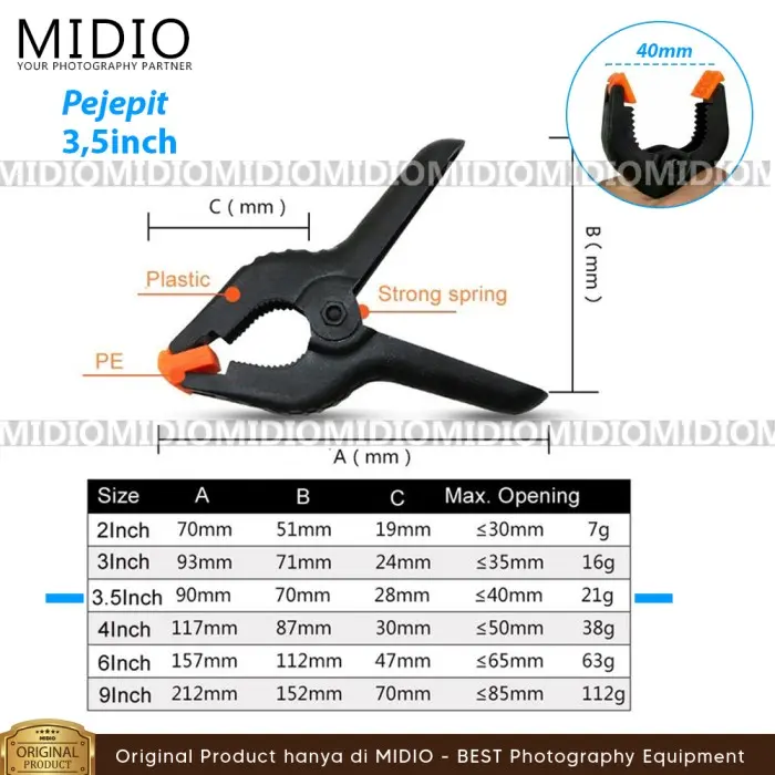 Background Stand Portable Midio 3M + Tas & 6 Penjepit 3.5 inch untuk Studio Foto & Backdrop 5