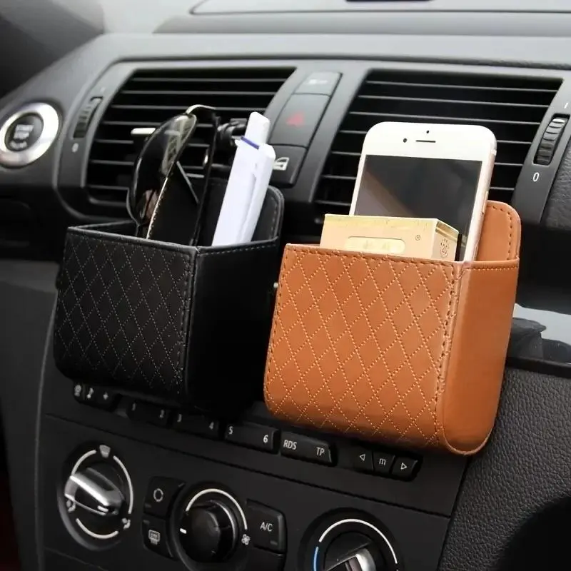 Multifunctional Automotive Storage Organizer, Faux Leather Car Phone Holder, Hanging Bag Storage Box, Car Interior Accessories for Car Stowing & Tidying
