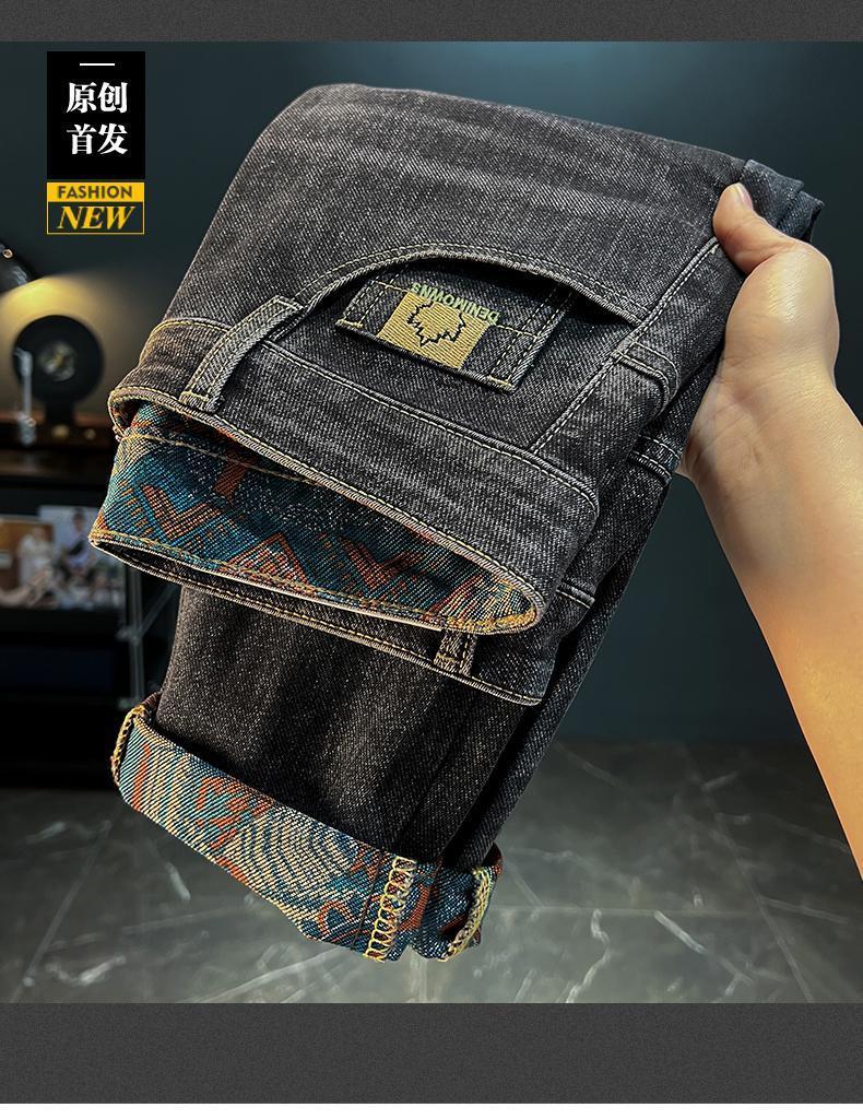 Product Introduction of Quần Dài Jean Nam, Ống Đứng Dáng Ôm Co Giãn, In Hình Thêu, Quần Dài Lót Lông Cừu, Thích Hợp Cho Mùa Thu Và Mùa Đông, Trang Phục Nam Menswear Ong Có Túi 4