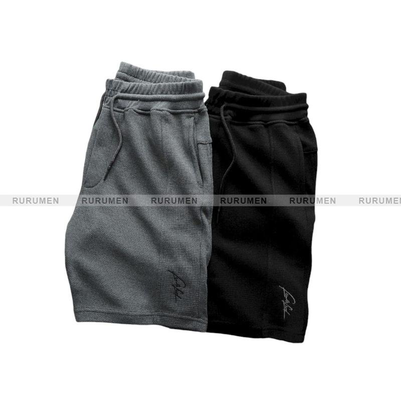 Quần Nam Short Thun RURUMEN Quần Thun Nam Thêu Logo Chữ Cao Cấp Màu Đen, Xám Chuột 3