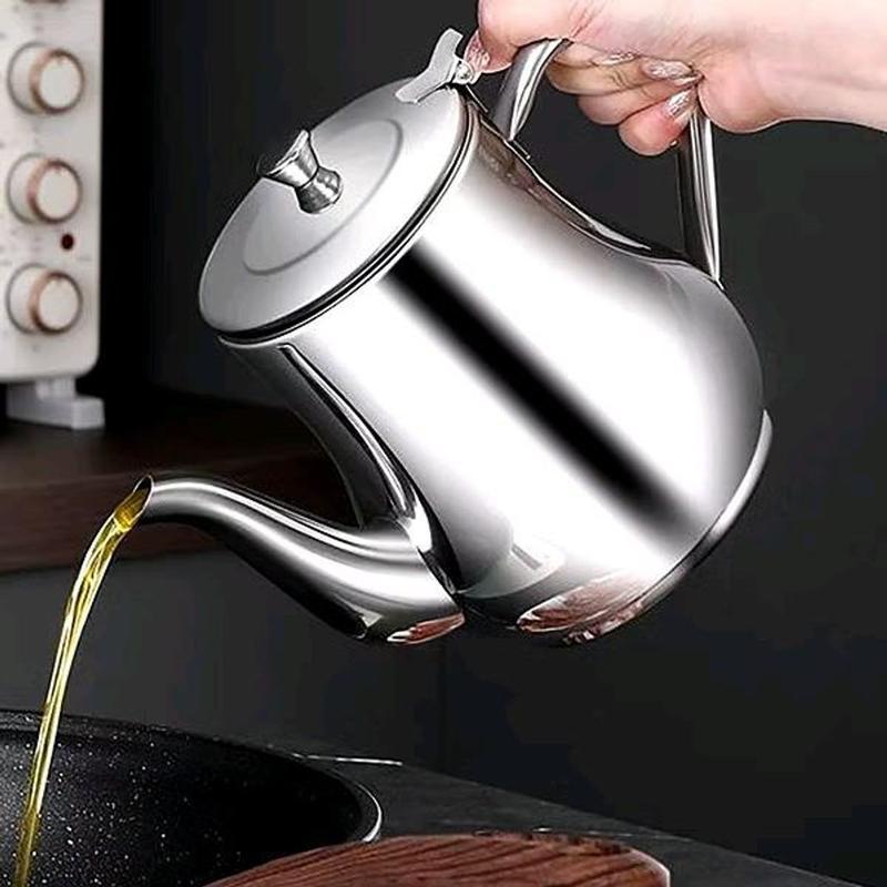 Bình lọc dầu Inox 800ml lọc dầu thừa sau chế biến, Ấm lọc dầu ,chiết dầu mỡ kèm khay lọc tiện lợi 5