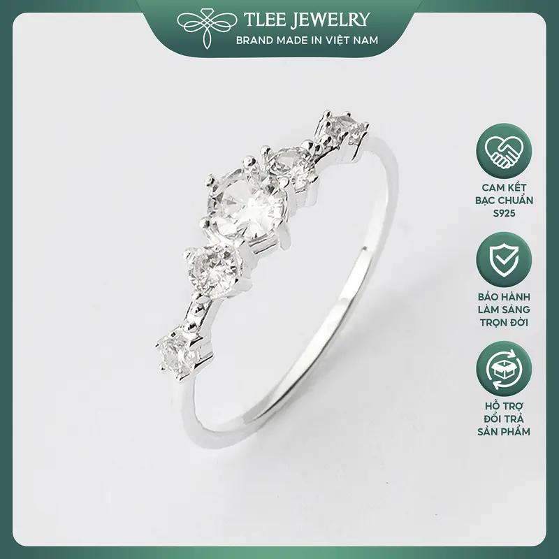 Nhẫn bạc nữ TLEE Snow Princess Fre nạm đá lấp lánh TLEE JEWELRY A0156