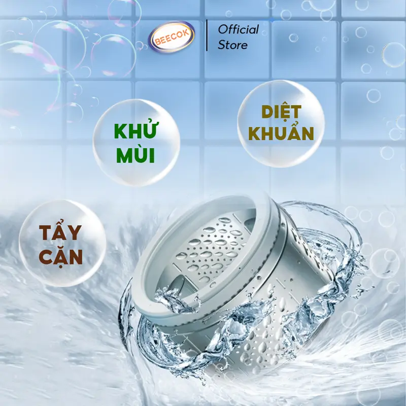 Bột tẩy lồng máy giặt Beecok, giảm bám cặn, diệt khuẩn, khử mùi, làm Sạch, vệ sinh lồng giặt taylong  giat 1