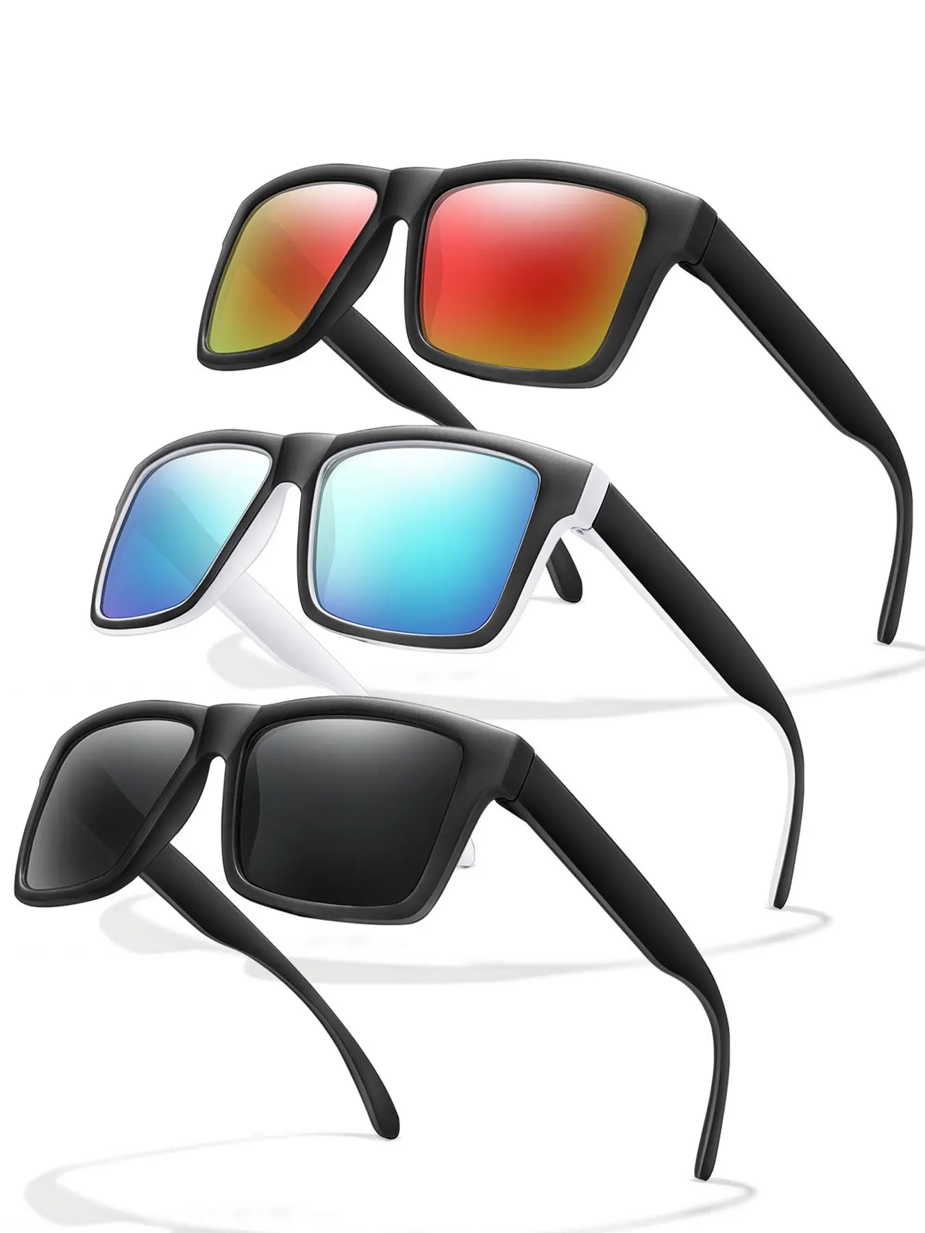 Unisex Polarized Sunglasses,  Square Frame Mirrored Polarized Lens Sunglasses, Outdoor Sports Eyewear for Cycling, Running, Fishing, Driving