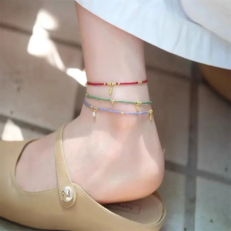 Lắc Chân, Dây Bện May Mắn, Dây Sáp, Thiết Kế Cực Kì Tinh Tế Phụ Kiện Độc Đáo Đơn Giản, Thích Hợp Cho Mùa Hè, Tươi Mới, Ý Nghĩa Cao