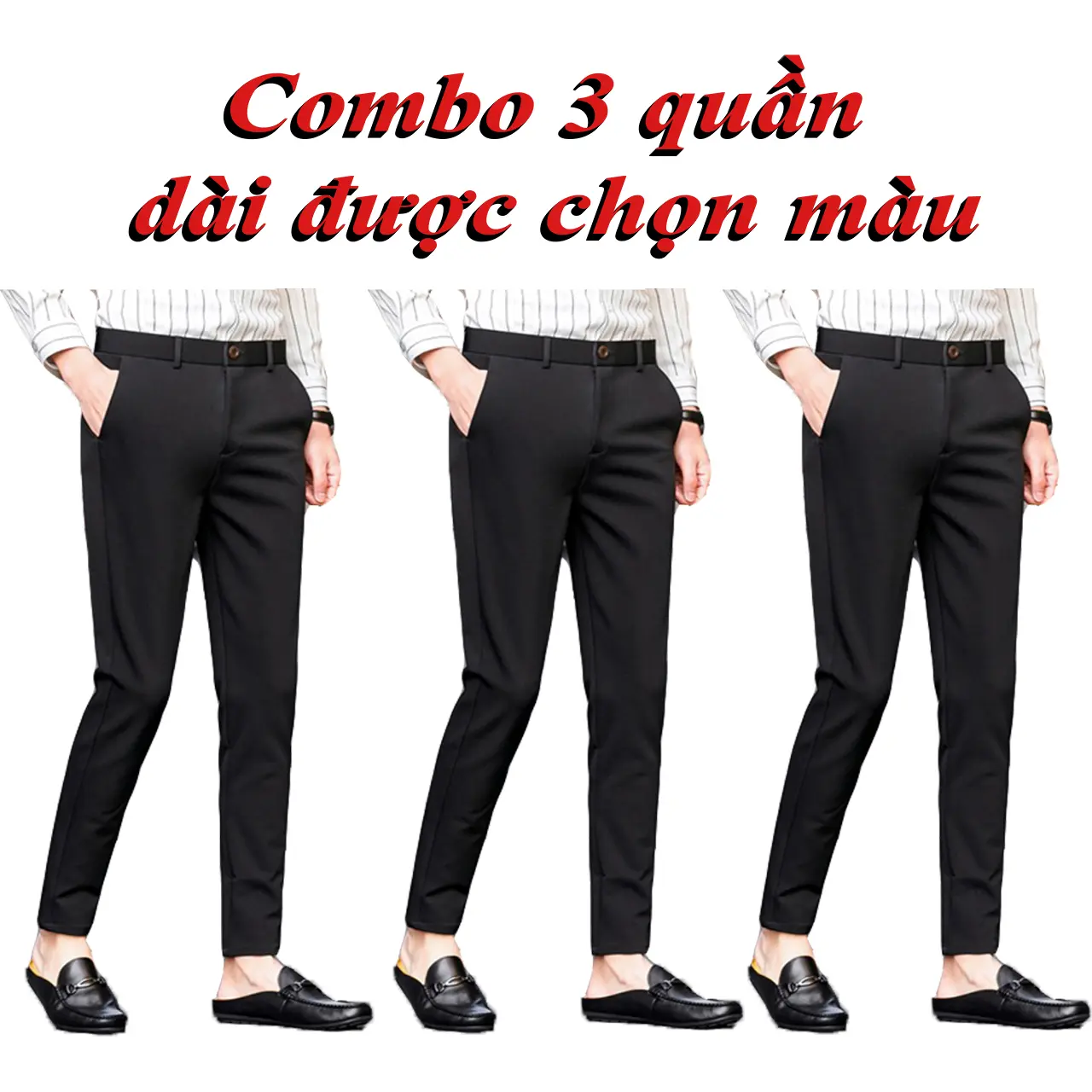 Quần dài nam combo 3 sản phẩm có 7 màu được chọn màu phone ôm body chất liệu vải cotton co giãn