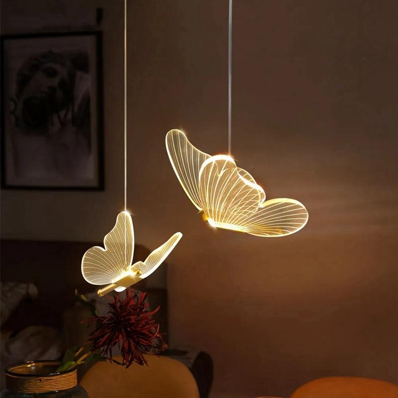 Đèn Mặt Dây LED, Thiết Kế Hình Bướm, Phong Cách Bắc Âu, Màu Vàng Kim, Thích Hợp Cho Đèn Chùm Đầu Giường, Đèn Chiếu Sáng Phòng Khách Và Phòng Ngủ, Đèn Đầu Giường 8