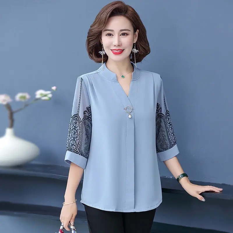 Áo Nữ Trung Niên A166, Mẫu Sơ Mi Trung Niên Tặng Mẹ Chất Lụa Tay Lỡ Sang Trọng | Thời Trang NP Clothing 1