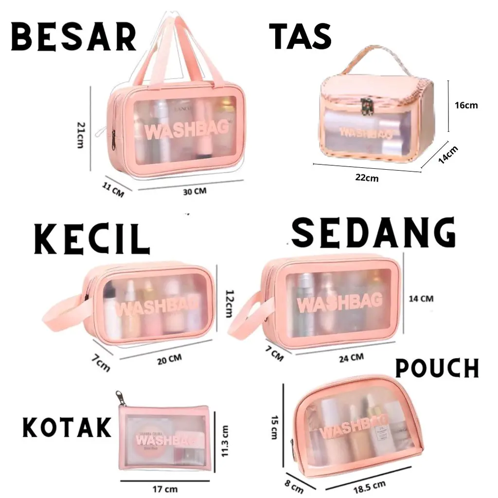 HO Tas Kosmetik Transparant WASHBAG Pouch Travel Make Up Bag