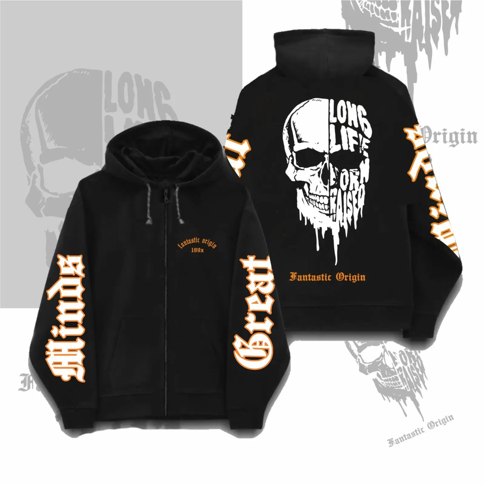HOODIE ZIPPER FANTASTIC SKULL ACAI
