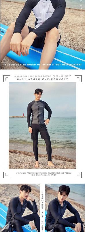 Product Introduction of Korean Swimsuit Men's Diving Suit Quick-Drying Long-Sleeved Trousers Sunscreen Jellyfish Surfing Suit Hot Spring Vacation Split Swimsuit 7