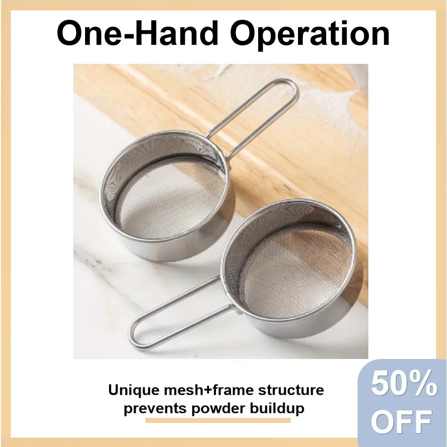 Stainless Steel Fine Mesh Sifter - Powder Sieve for Matcha, Cocoa & Coffee | Essential Baking & Kitchen Tool | Perfect Gift for Bakers & Coffee Lovers