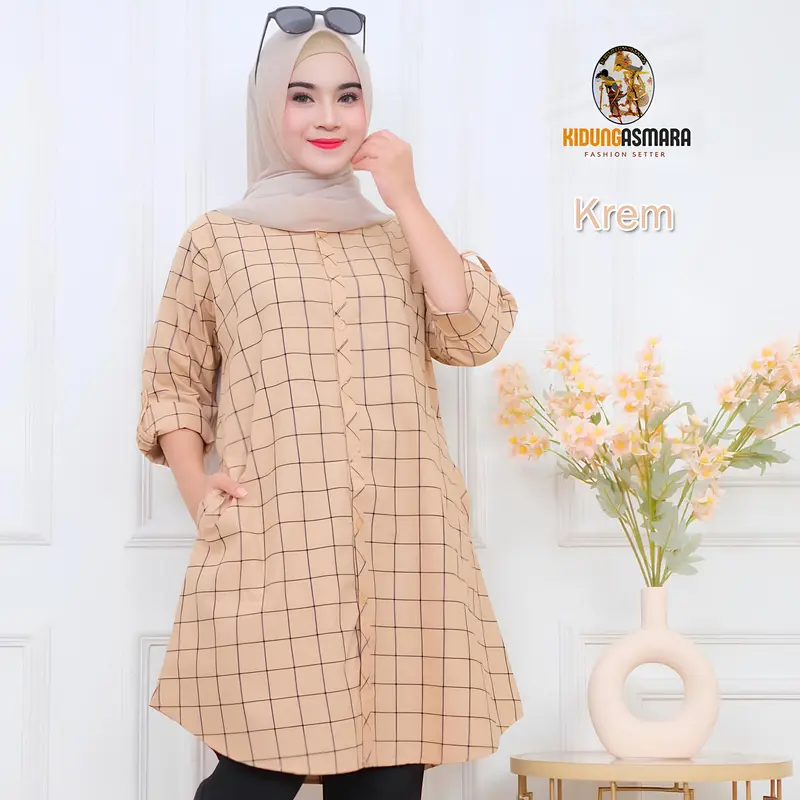 Long Tunik Panjang Kotak-Kotak Terbaru Kekinian LD 110 2