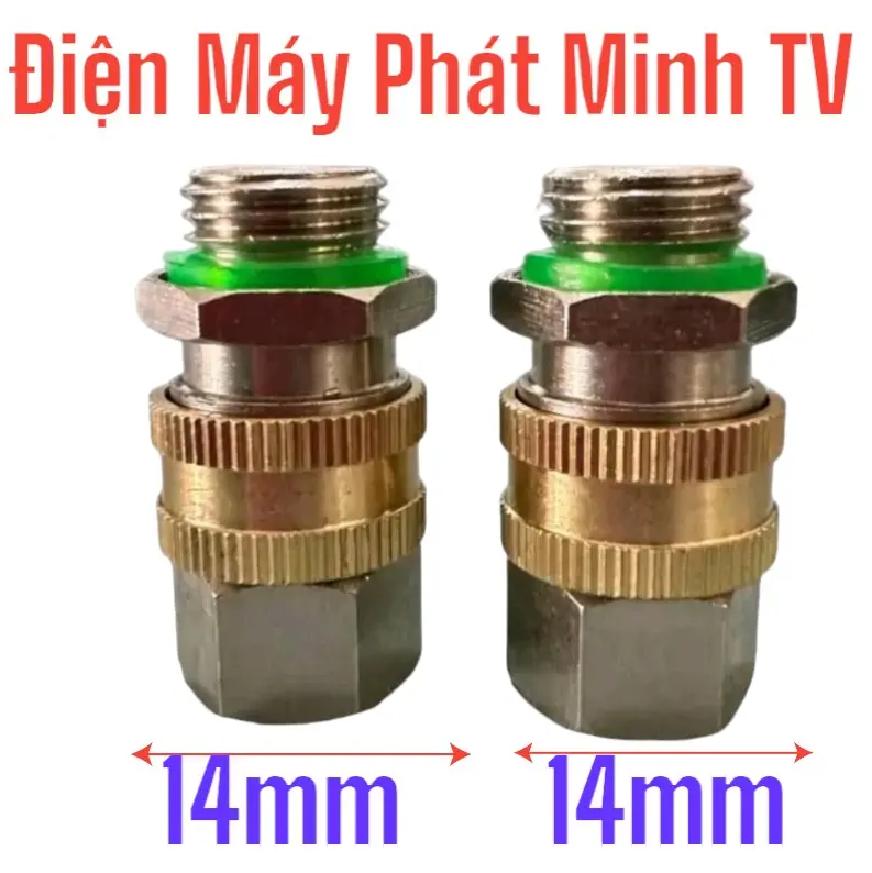 compo 2 khớp nối nhanh, chống xoắn dây máy rửa xe, máy xịt thuốc ren 14mm